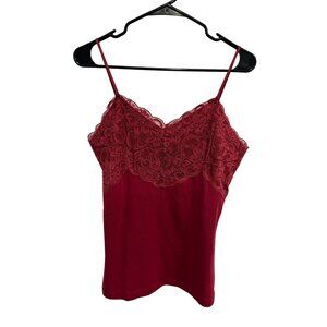 Great Escape Red Lace Trimmed Cami Tank Top Size L Romanticcore Coquette